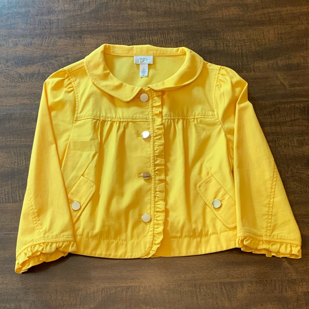 Ann Taylor Loft Ruffle Trim Cropped Jacket - Picture 2 of 3